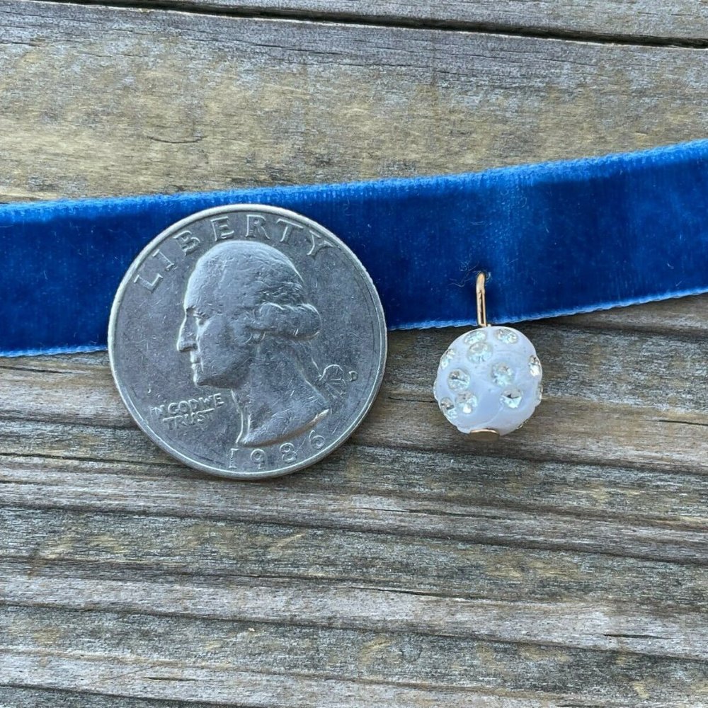 Blue Choker Women Necklace Blue Velvet Fashion Girl Jewelry New - Picture 4 of 9